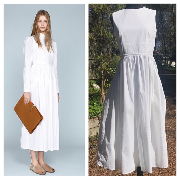 The Row White Cotton Poplin Midi Dress Resort 2015 - Picture 2 of 10